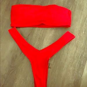 Red bikini high hips